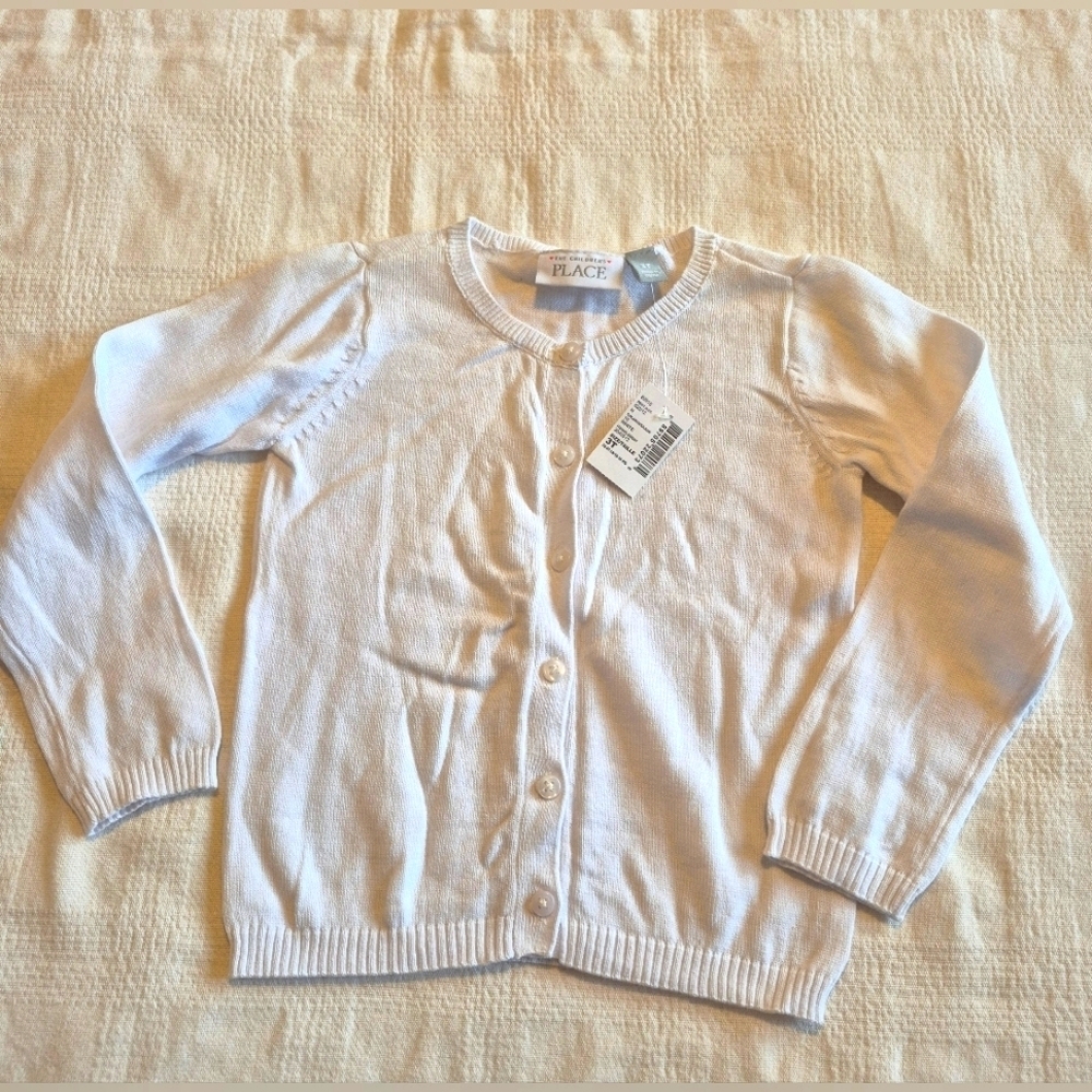 Children's Place girls size 3T white button up cardigan NWT